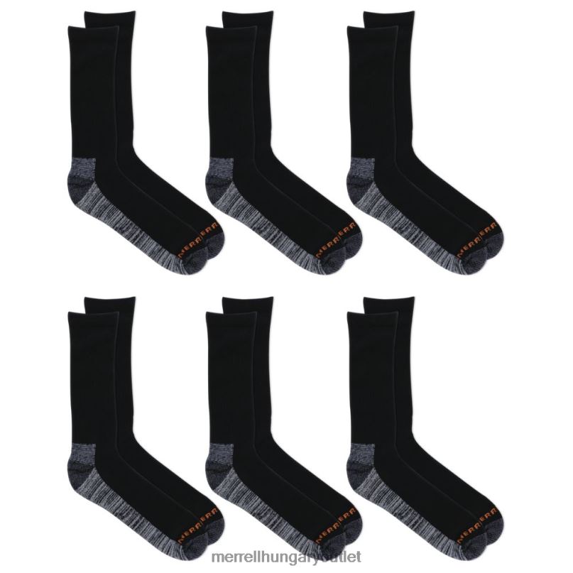 egynemű Merrell fekete munkaszemélyzet zokni 6 csomag kiegészítők H06N0266