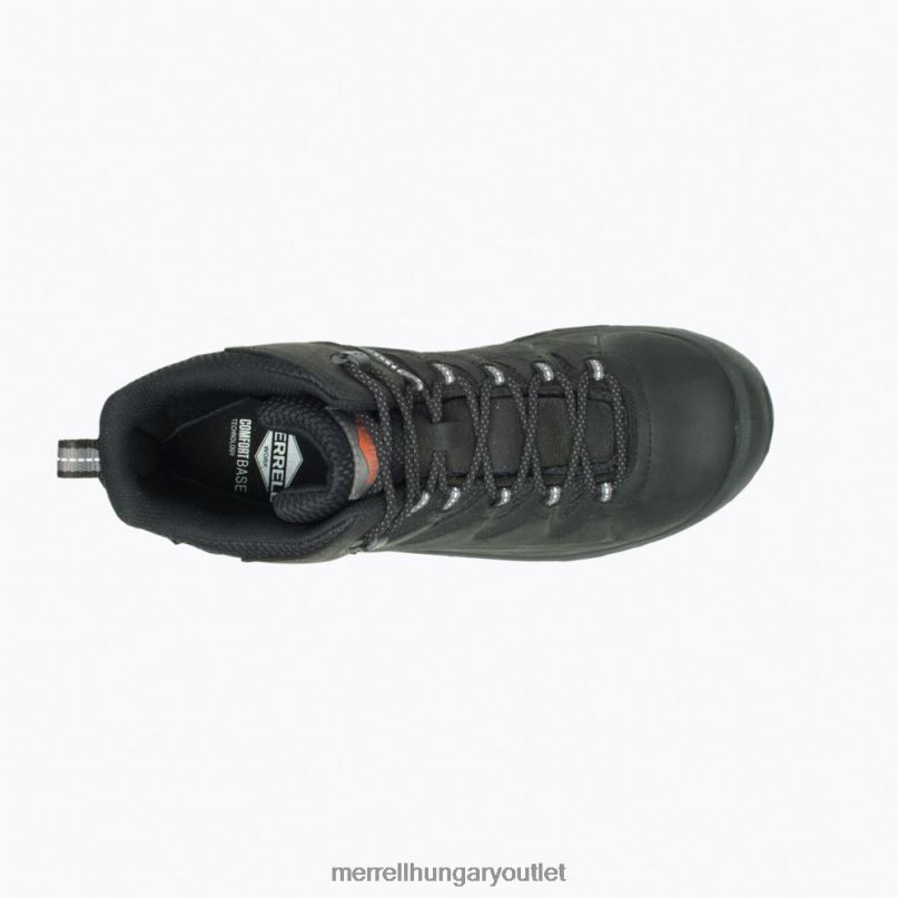 férfiak Merrell fekete strongfield bőr 6\'\' vízálló comp orr munkacsizma széles szélesség cipő H06N0708