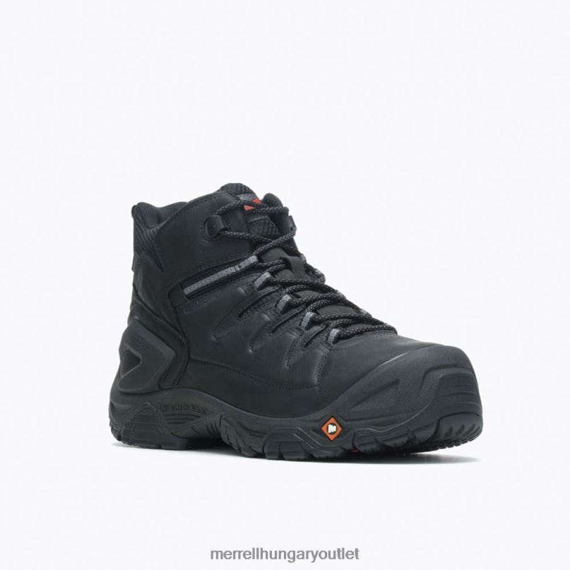 férfiak Merrell fekete strongfield bőr 6\'\' vízálló comp orr munkacsizma széles szélesség cipő H06N0708