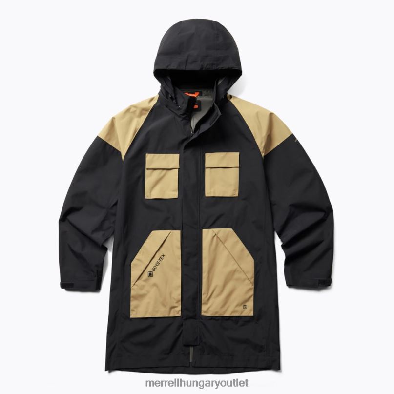 férfiak Merrell fekete gore-tex cargo pocket parka ruhák H06N0796