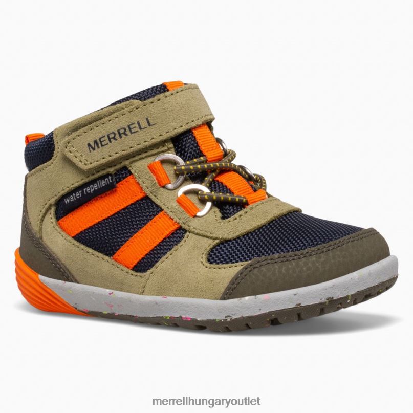 gyerekek Merrell olíva/tengerészet/narancs csupasz lépések ridge jr túrázó cipő H06N01457