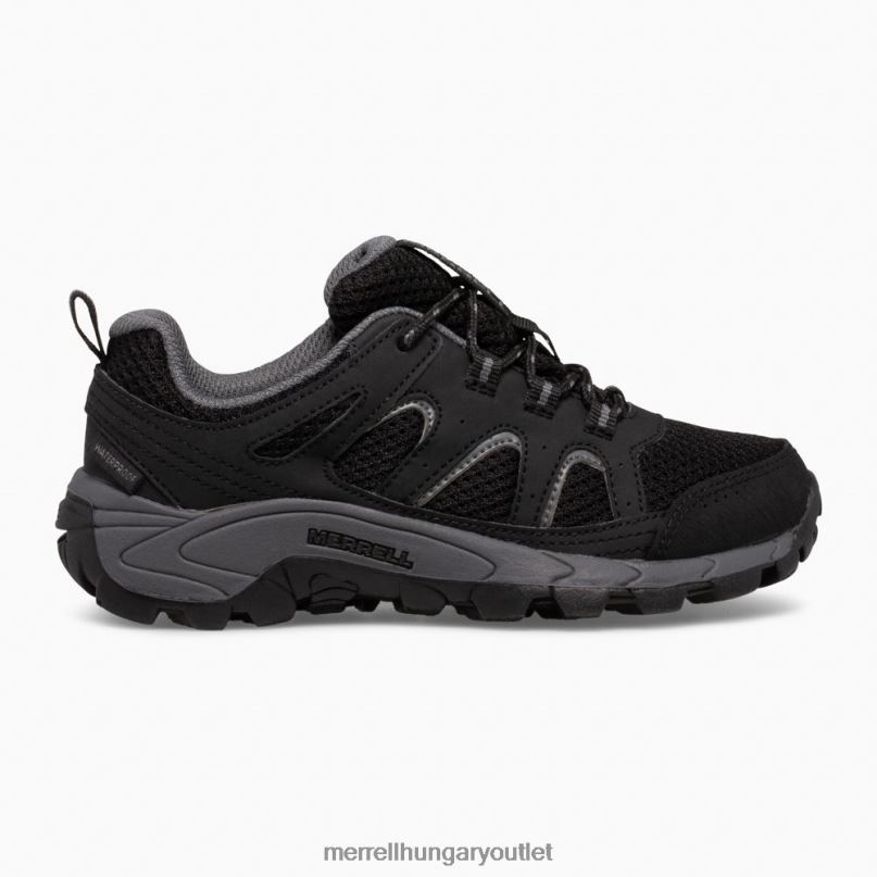 gyerekek Merrell fekete/szürke oakcreek alacsony csipke vízálló tornacipő cipő H06N01449