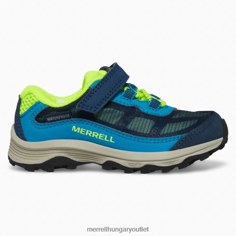 gyerekek Merrell navy/hi viz moab sebesség alacsony légkondicionálás jr. vízálló tornacipő cipő H06N01368