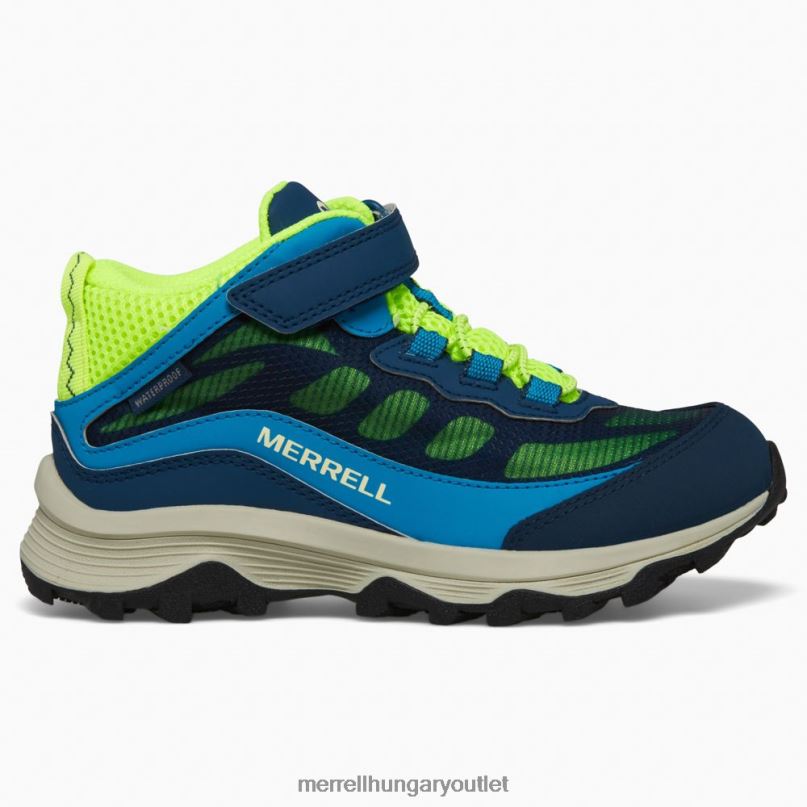 gyerekek Merrell navy/hi viz moab sebesség mid légkondicionálás vízálló cipő H06N01384