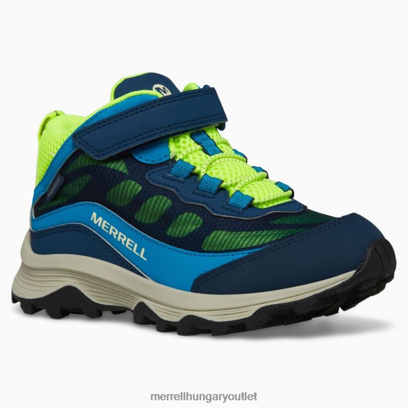 gyerekek Merrell navy/hi viz moab sebesség mid légkondicionálás vízálló cipő H06N01384