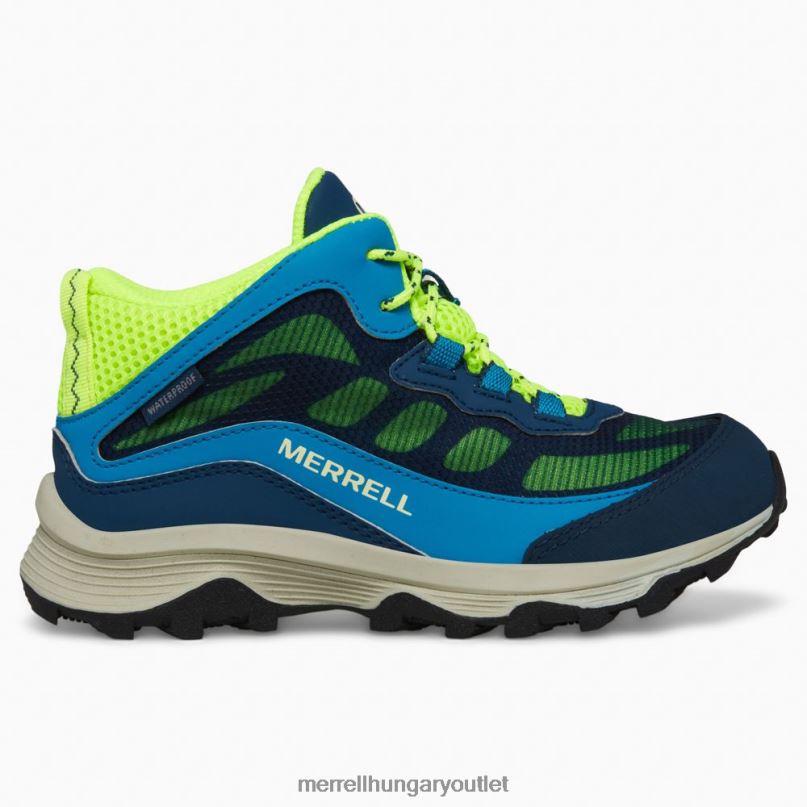 gyerekek Merrell navy/hi viz moab sebesség mid vízálló cipő H06N01380