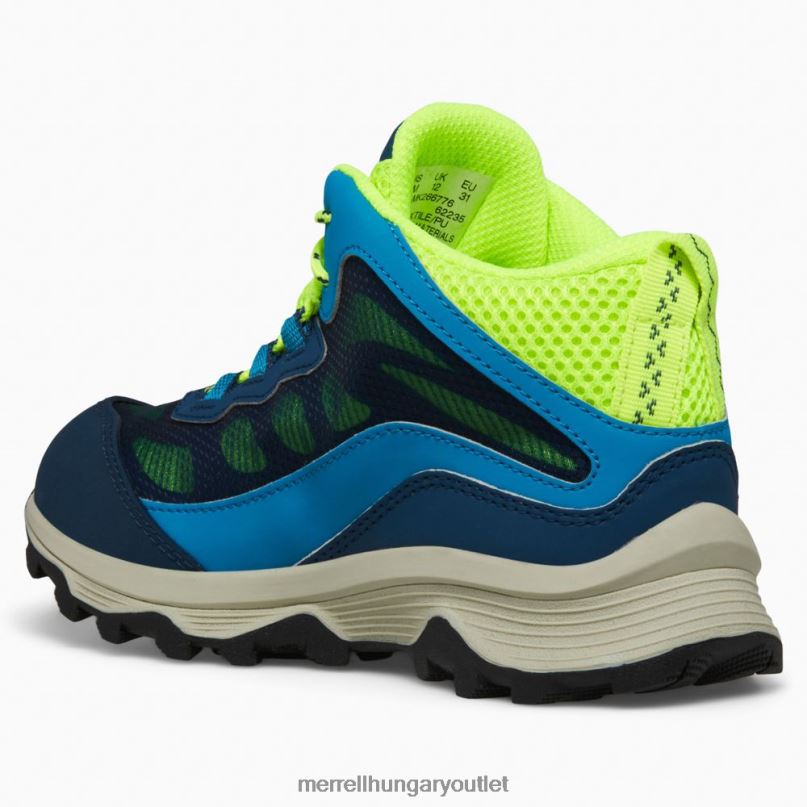 gyerekek Merrell navy/hi viz moab sebesség mid vízálló cipő H06N01380