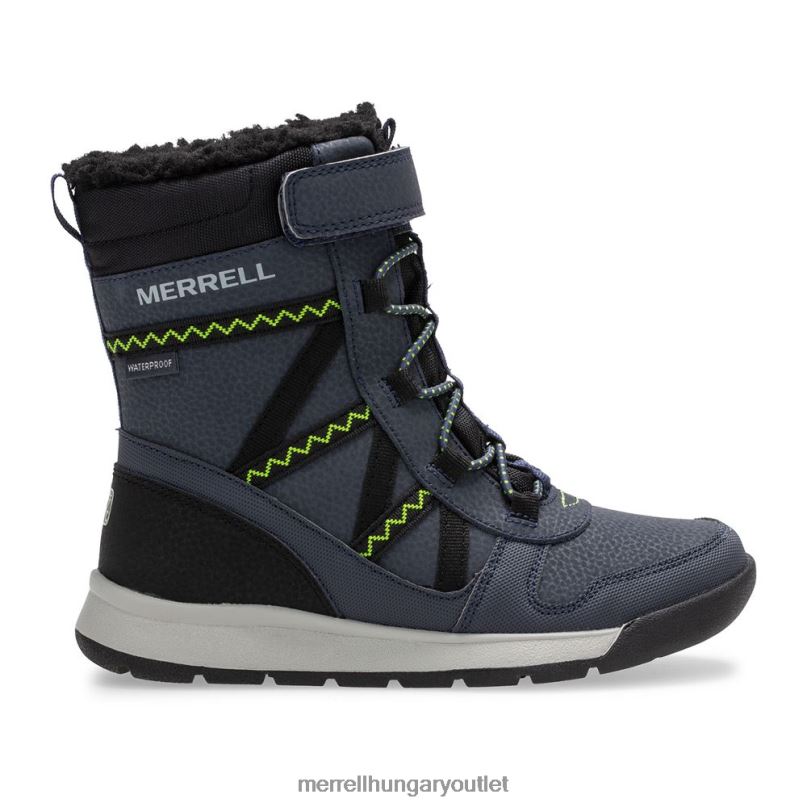 gyerekek Merrell sötétkék/mész snow crush 2.0 vízálló bakancs cipő H06N01508