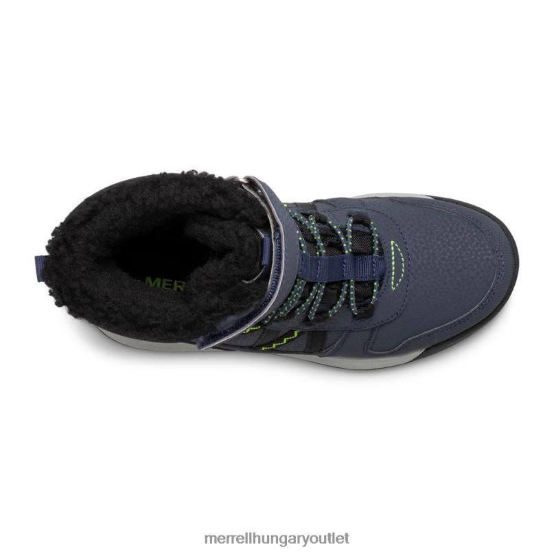 gyerekek Merrell sötétkék/mész snow crush 2.0 vízálló bakancs cipő H06N01508
