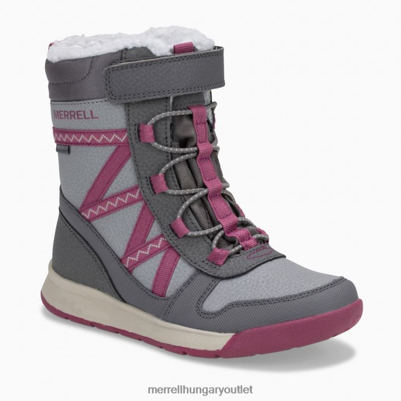 gyerekek Merrell szürke/bogyó snow crush 2.0 vízálló bakancs cipő H06N01506