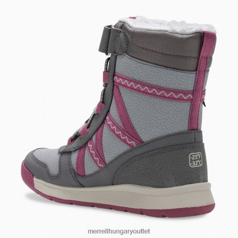 gyerekek Merrell szürke/bogyó snow crush 2.0 vízálló bakancs cipő H06N01506